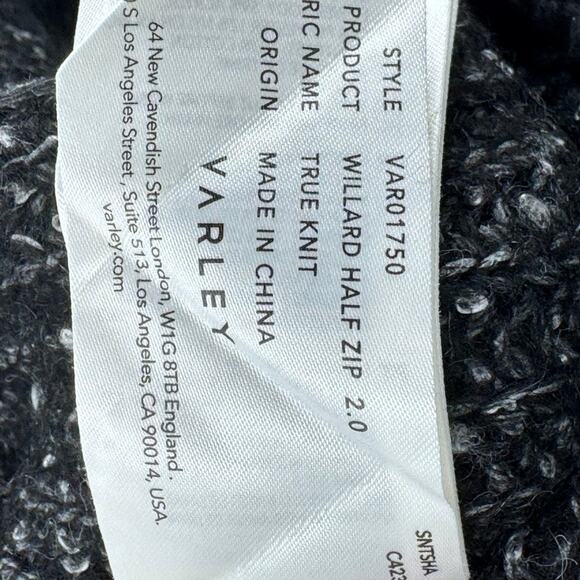 Varley Sweater Willard Half Zip 2.0 Size Medium Black - Picture 7 of 7